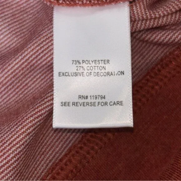 ONE WORLD Women's Large Rust Brick Red Stamped Jacket - Picture 3 of 8